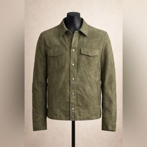 Milestone Olive Green Suede Leather Jacket – Handcrafted – EU 50.